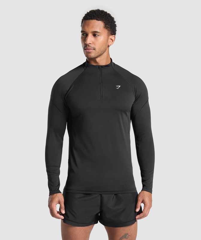 Gymshark Performance 1/4 Zip Pullover Herr Svarta | 791PUNBEX