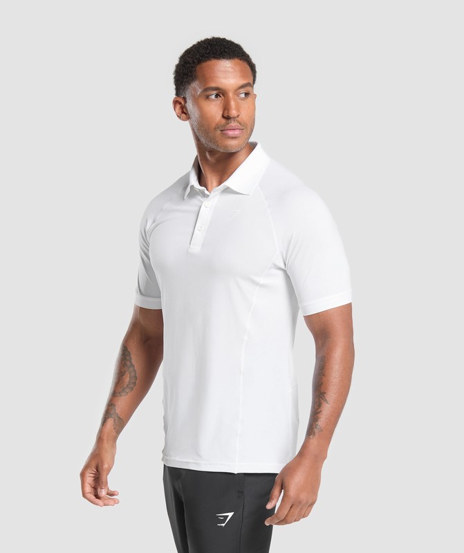 Gymshark Performance Polo Shirt 2 Polotröja Herr Vita | 503OKXJYH
