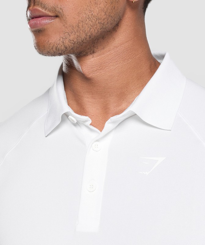 Gymshark Performance Polo Shirt 2 Polotröja Herr Vita | 503OKXJYH
