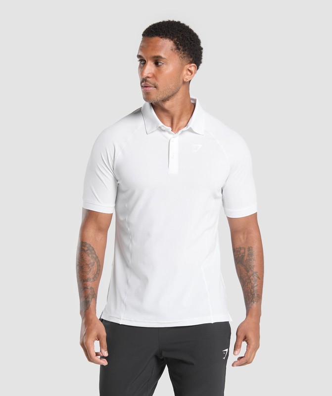 Gymshark Performance Polo Shirt 2 Polotröja Herr Vita | 503OKXJYH