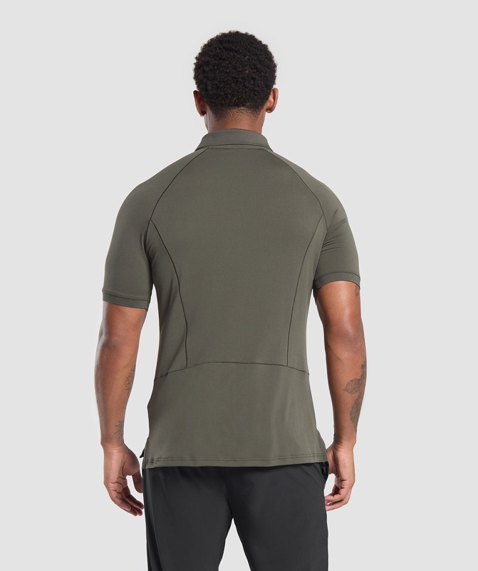 Gymshark Performance Polo Shirt Polotröja Herr Gröna | 932HQKUYZ