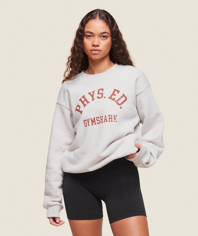 Gymshark Phys Ed Crew Neck Sweatshirt Tröjor Dam Ljusgrå | 837BISCNV