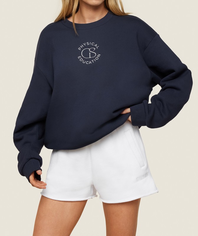 Gymshark Phys Ed Logo Sweatshirt Tröjor Dam Blå | 057ZKBYIJ