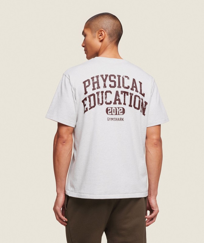 Gymshark Phys Ed T-Shirt T-Shirt Herr Ljusgrå | 540GYKQAC