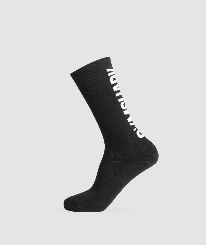 Gymshark Plush Wordmark Crew Sock Strumpor Dam Svarta | 059HOMQLE