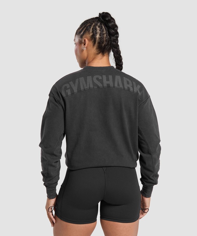 Gymshark Power Oversized Long Sleeve Top Top Dam Svarta | 397BCUPYO