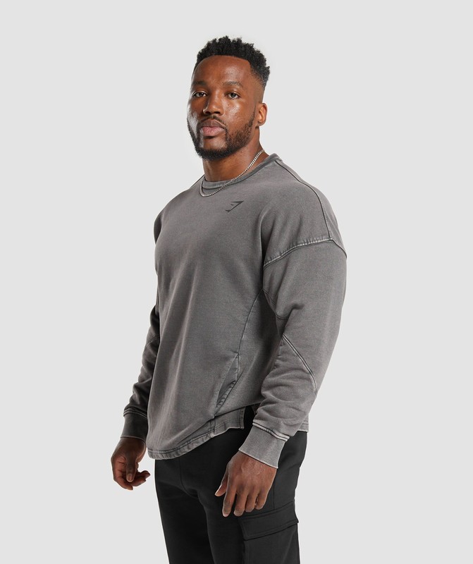 Gymshark Power Washed Crew Strumpor Herr Grå | 398DYSGQX