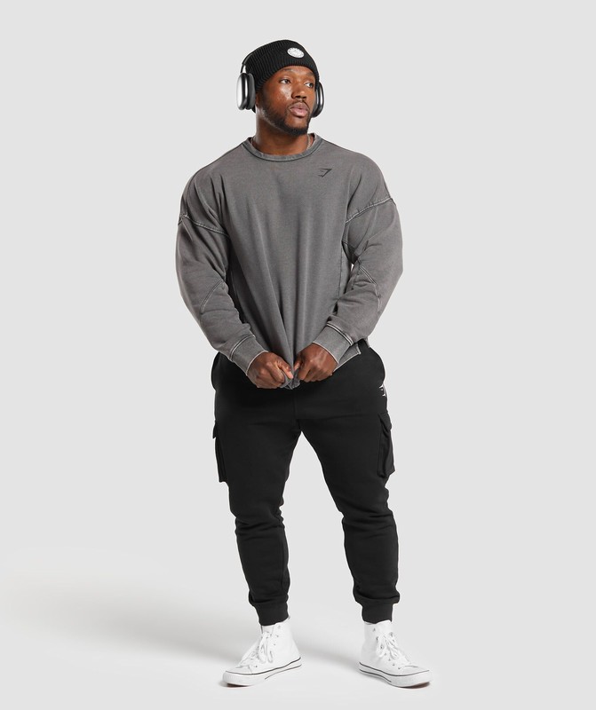 Gymshark Power Washed Crew Strumpor Herr Grå | 398DYSGQX