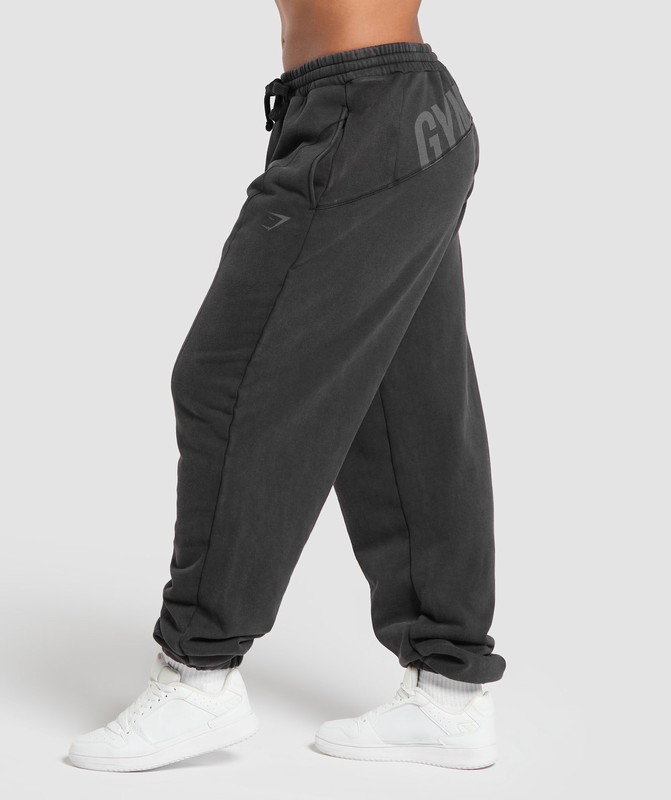 Gymshark Power Washed Joggers Joggingbyxor Dam Svarta Tvätt | 502GZIAXM