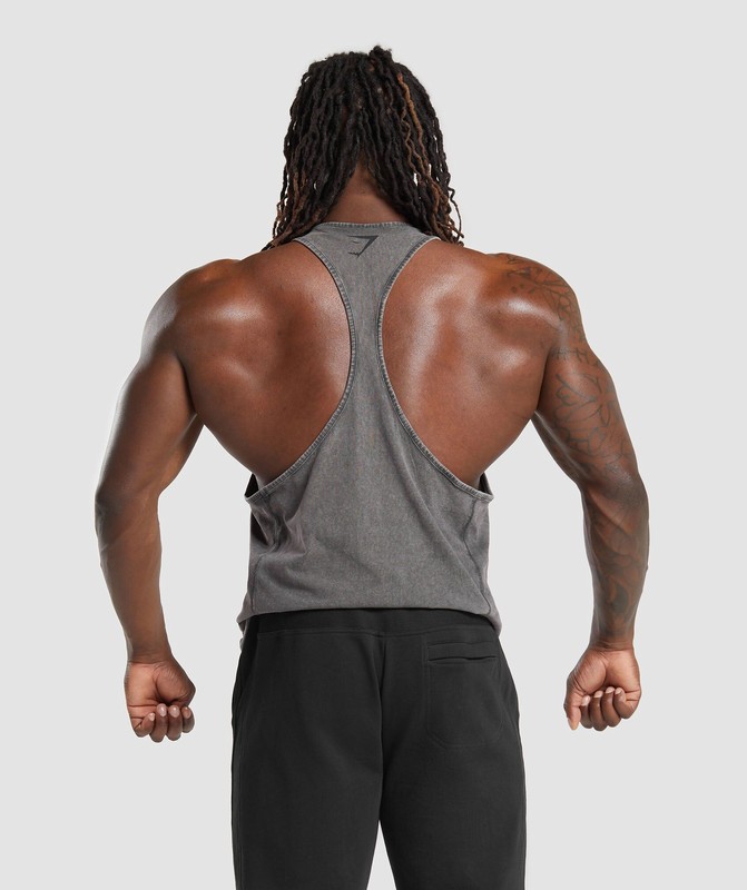 Gymshark Power Washed Stringer Stringer Herr Grå | 790TSJPYK