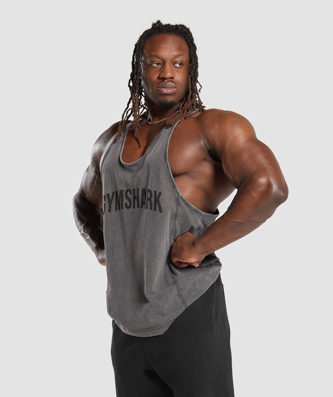 Gymshark Power Washed Stringer Stringer Herr Grå | 790TSJPYK