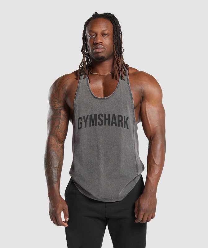 Gymshark Power Washed Stringer Stringer Herr Grå | 790TSJPYK