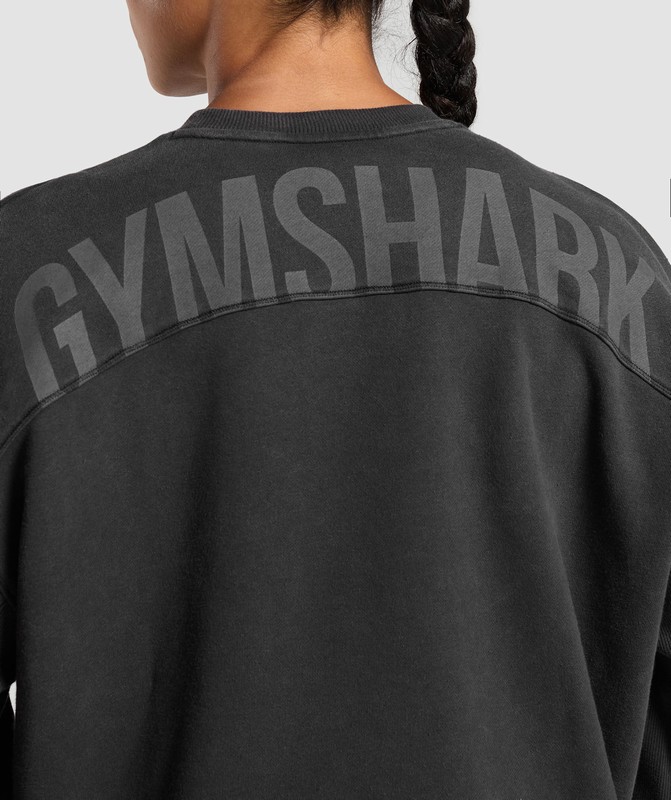 Gymshark Power Washed Sweatshirt Tröjor Dam Svarta Tvätt | 970FYIBTL