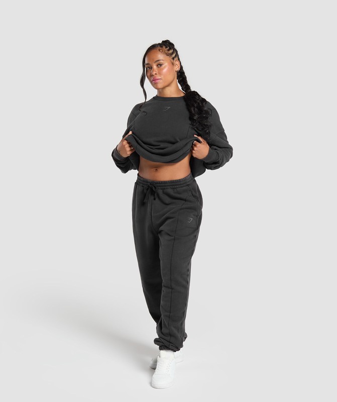 Gymshark Power Washed Sweatshirt Tröjor Dam Svarta Tvätt | 970FYIBTL