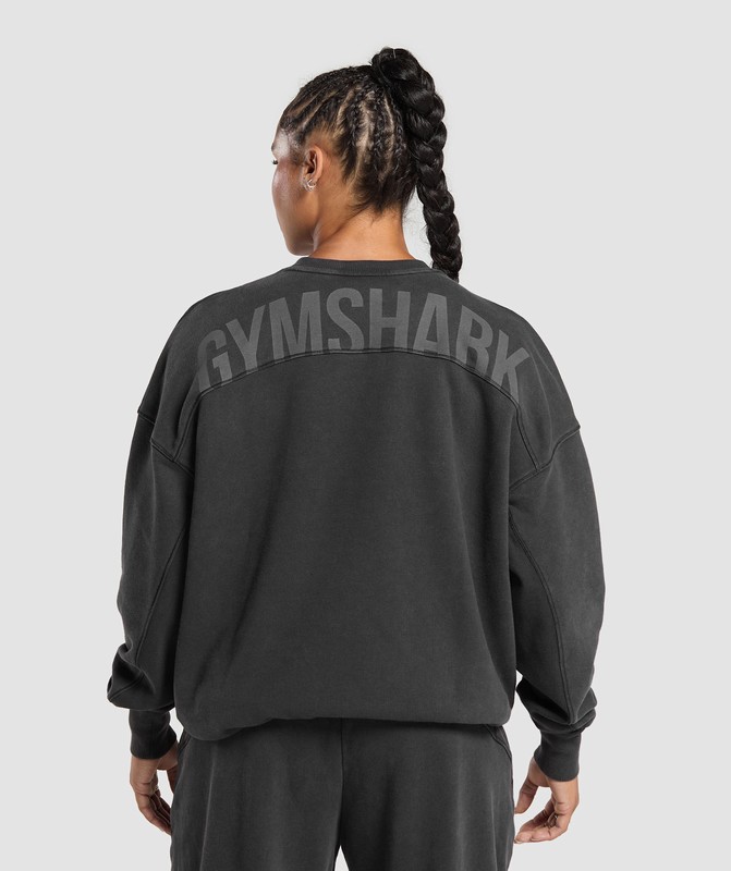 Gymshark Power Washed Sweatshirt Tröjor Dam Svarta Tvätt | 970FYIBTL