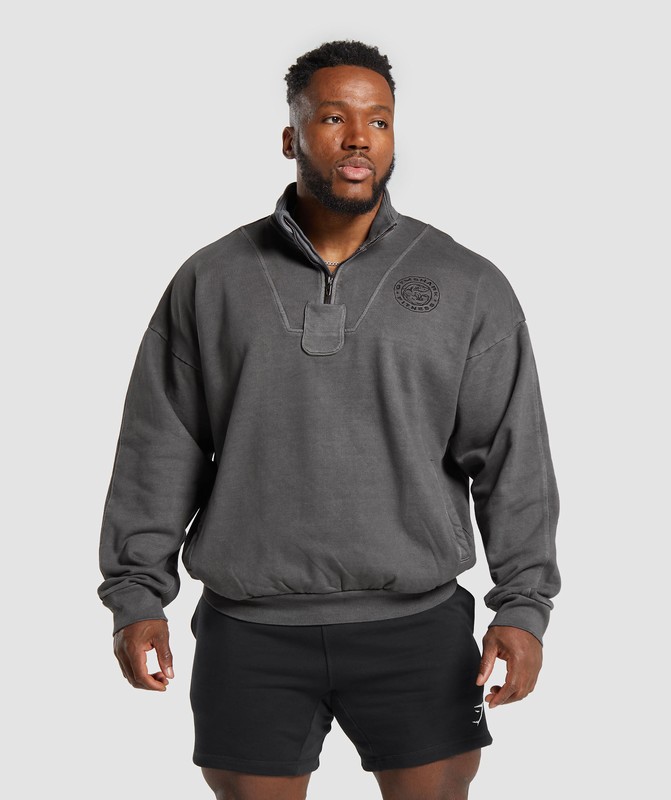Gymshark Premium Legacy 1/4 Zip Tröjor Herr Svarta | 053KYVXEN