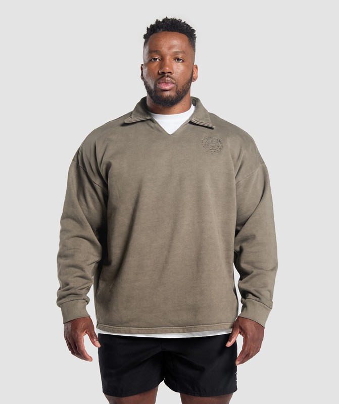 Gymshark Premium Legacy Pullover Pullover Herr Camo Bruna | 586ZXVIAE