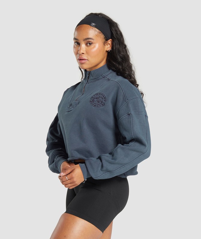 Gymshark Premium Legacy Sweatshirt Tröjor Dam Blå | 649ESDAWN