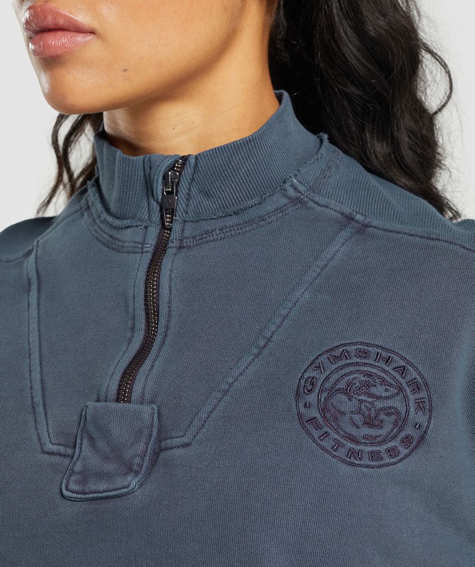 Gymshark Premium Legacy Sweatshirt Tröjor Dam Blå | 649ESDAWN