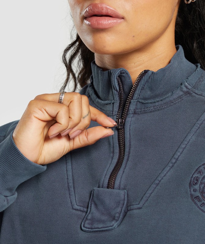 Gymshark Premium Legacy Sweatshirt Tröjor Dam Blå | 649ESDAWN