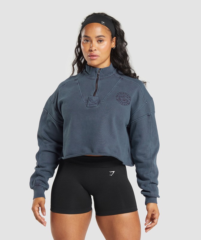 Gymshark Premium Legacy Sweatshirt Tröjor Dam Blå | 649ESDAWN