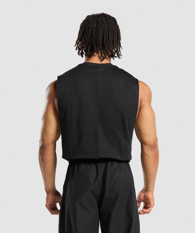Gymshark Premium Lifting Boxy Cut Off Tank Linne Herr Svarta | 381NSKGEV