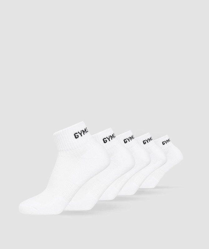Gymshark Quarter Socks 5pk Strumpor Dam Vita | 284QYMGOC