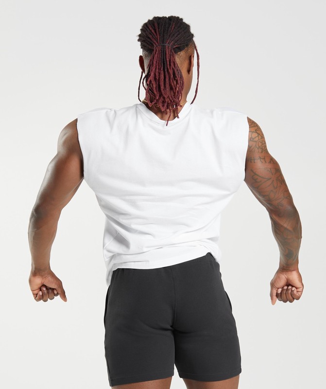 Gymshark React Cut Off Tank Linne Herr Vita | 918VRXSJM