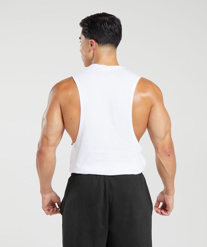 Gymshark React Drop Arm Tank Linne Herr Vita | 048SCLYDW