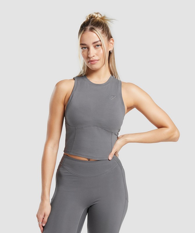 Gymshark Rest Day Cotton Contour Tank Linne Dam Grå | 073YCZRME