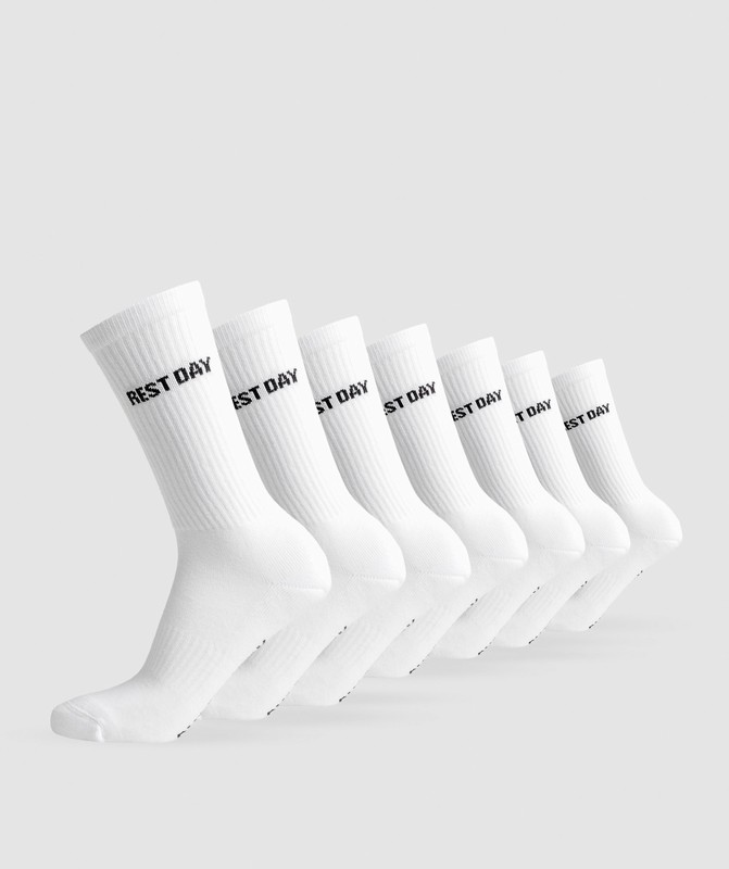 Gymshark Rest Day Graphic Socks 7pk Strumpor Dam Vita | 153ZGOPJT