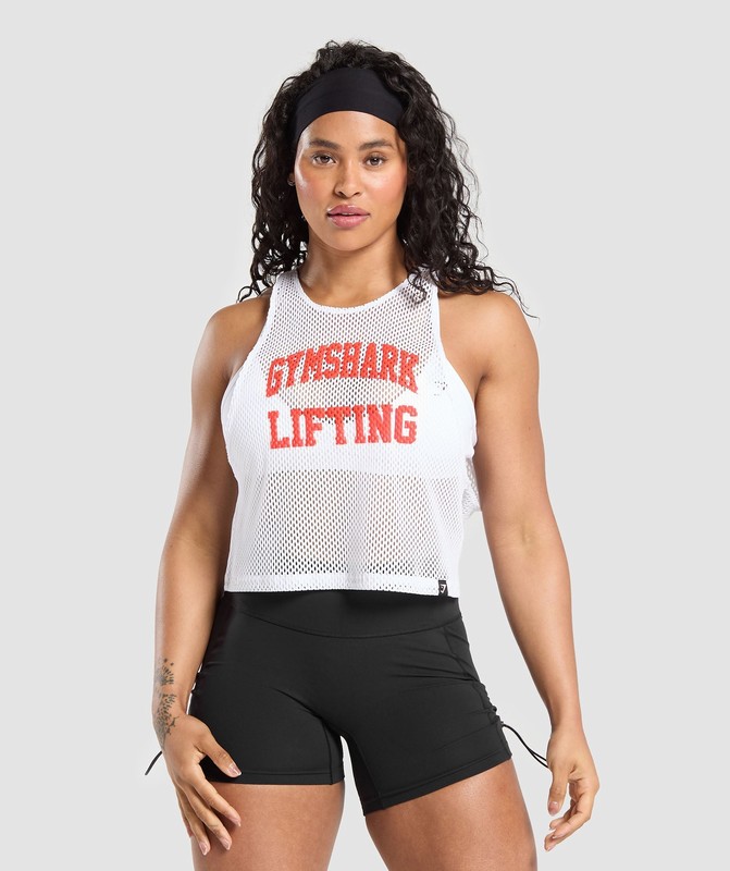 Gymshark Rest Day Mesh Midi Tank Linne Dam Vita | 978KHXIZL