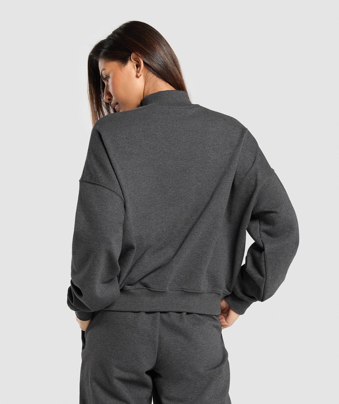 Gymshark Rest Day Sweats 1/2 Zip Pullover Pullover Dam Svarta | 463BWTUFS