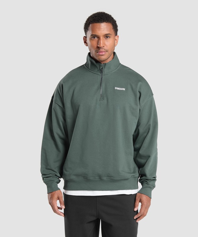 Gymshark Rest Day Sweats 1/4 Zip Pullover Herr Slate Teal | 609ZUEQHT