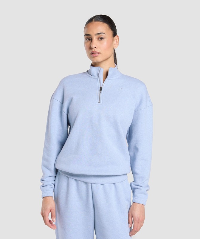 Gymshark Rest Day Sweats 2.0 1/4 Zip Pullover Pullover Dam Blå | 639BJIOLA