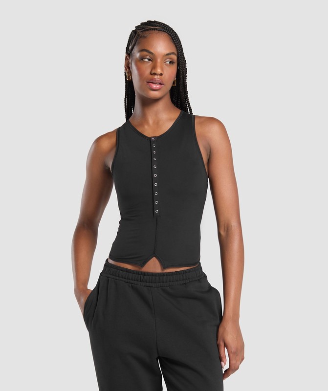 Gymshark Rest Day Tank With Shelf Linne Dam Svarta | 813LPXJME