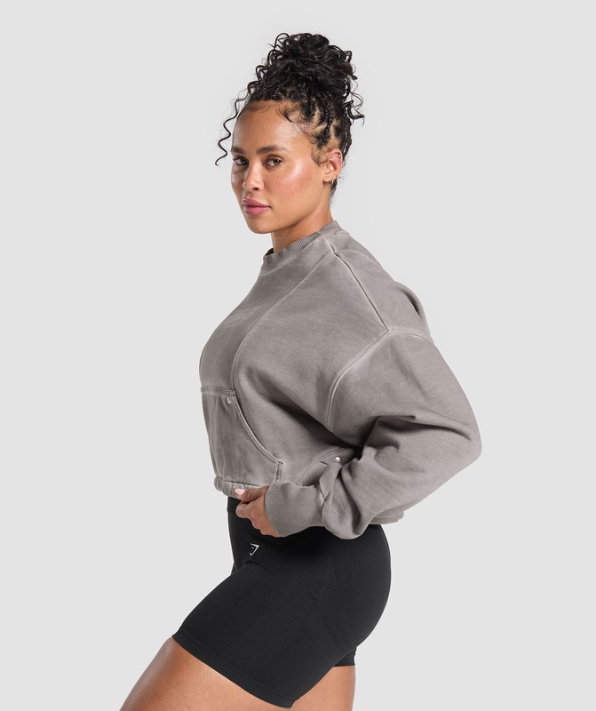 Gymshark Restday Heavyweight Sweatshirt Tröjor Dam Metal Grå Grå Tvätt | 049MFLNSG