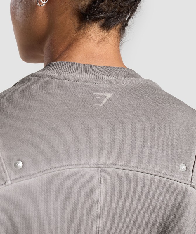 Gymshark Restday Heavyweight Sweatshirt Tröjor Dam Metal Grå Grå Tvätt | 049MFLNSG