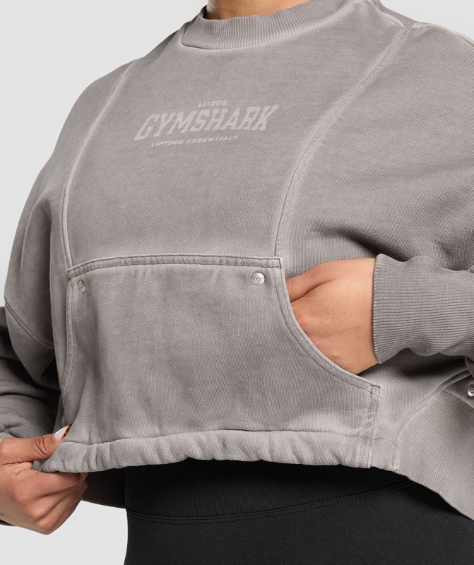 Gymshark Restday Heavyweight Sweatshirt Tröjor Dam Metal Grå Grå Tvätt | 049MFLNSG