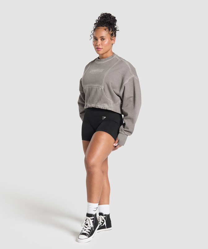 Gymshark Restday Heavyweight Sweatshirt Tröjor Dam Metal Grå Grå Tvätt | 049MFLNSG