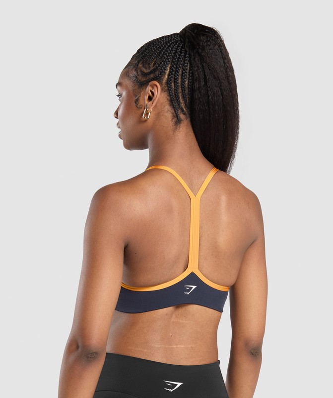 Gymshark Retro Club Sports Bra Sport BH Dam Blå Orange | 357FPZWGY