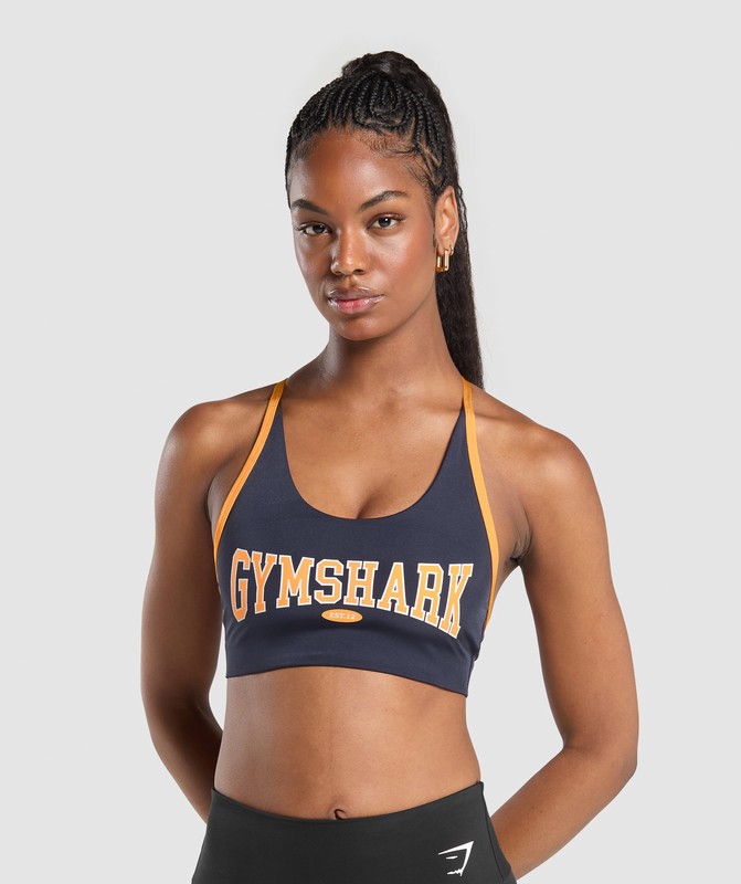 Gymshark Retro Club Sports Bra Sport BH Dam Blå Orange | 357FPZWGY