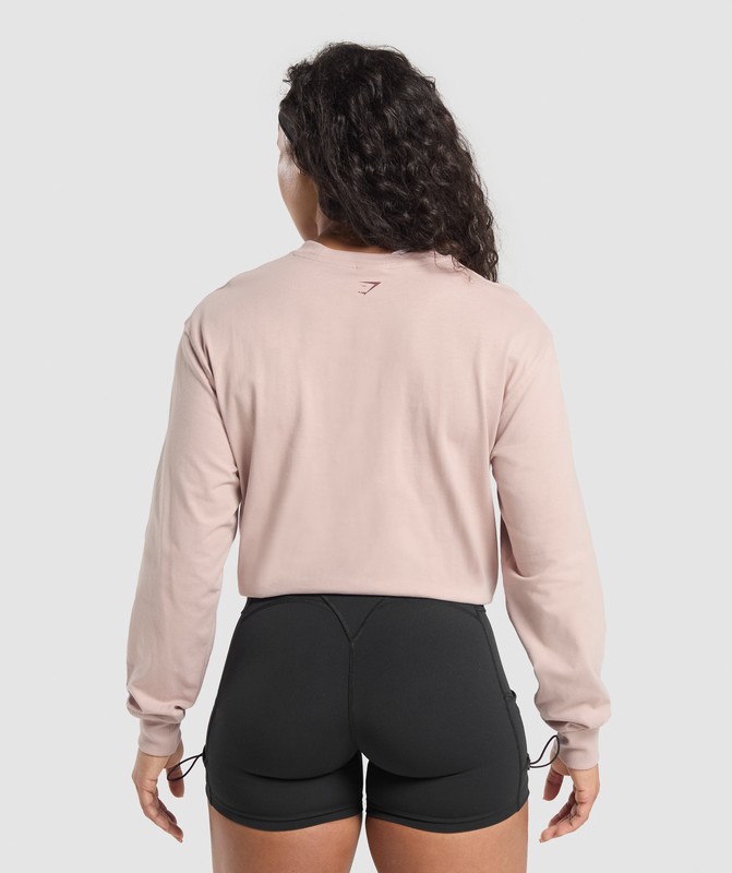 Gymshark Retro Lifting Long Sleeve T-Shirt T-Shirt Dam Rosa | 217GTUMXL