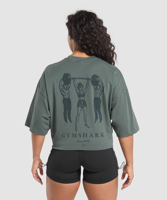 Gymshark Retro Lifting Oversized T-Shirt T-Shirt Dam Slate Teal | 946JBRPYL
