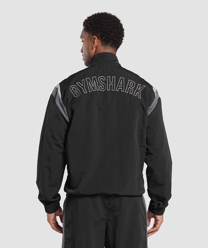 Gymshark Retro Track Jacket Jacka Herr Svarta Mörkgrå Grå | 876VUZPDK