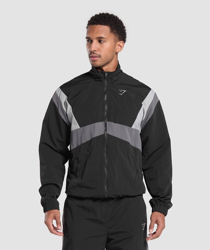 Gymshark Retro Track Jacket Jacka Herr Svarta Mörkgrå Grå | 876VUZPDK