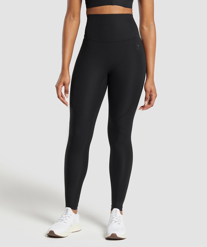 Gymshark Ribbed Legging Leggings Dam Svarta | 107WOJBSN