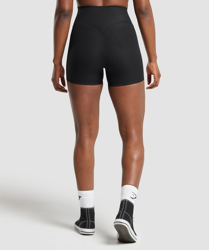 Gymshark Ribbed Shorts Shorts Dam Svarta | 124HMLDOR