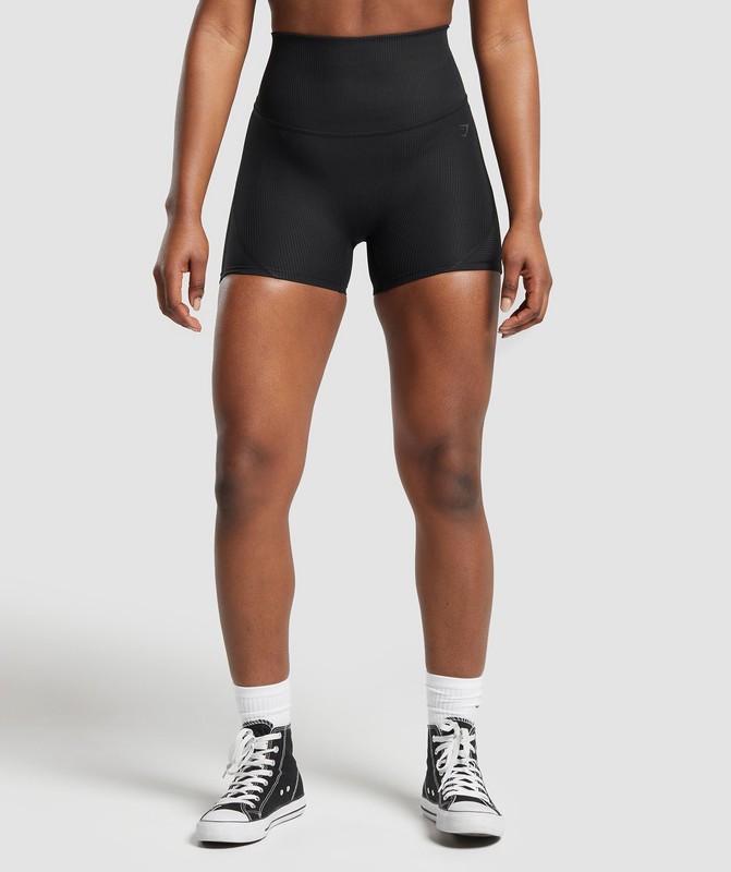 Gymshark Ribbed Shorts Shorts Dam Svarta | 124HMLDOR