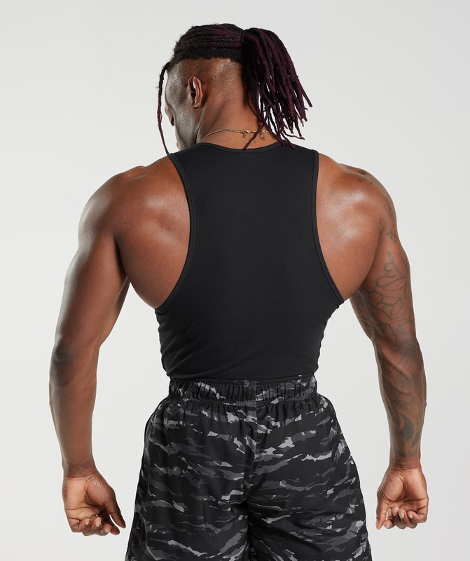 Gymshark Ribbed Tank 1PK Linne Herr Svarta | 016HCGLDE